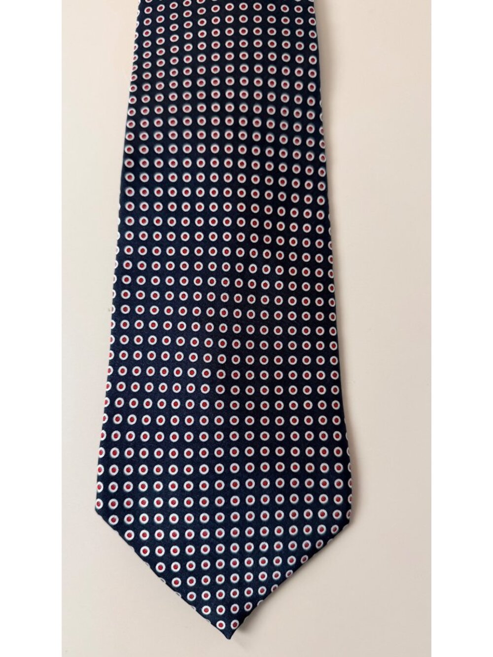 Cromley & Finch London Black Silk Tie With Red & White Dots Geometric Necktie